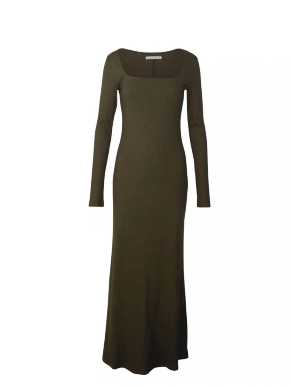 Abercrombie & Fitch Small Petite Olive Long Sleeve Knit Squareneck Maxi Dress